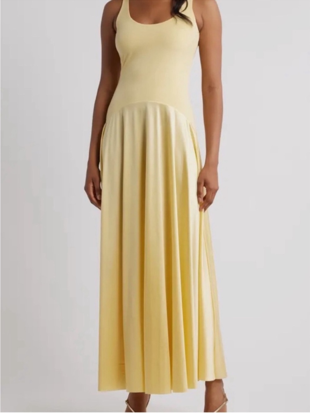 Rare London Soft Yellow Sleeveless Maxi Dress